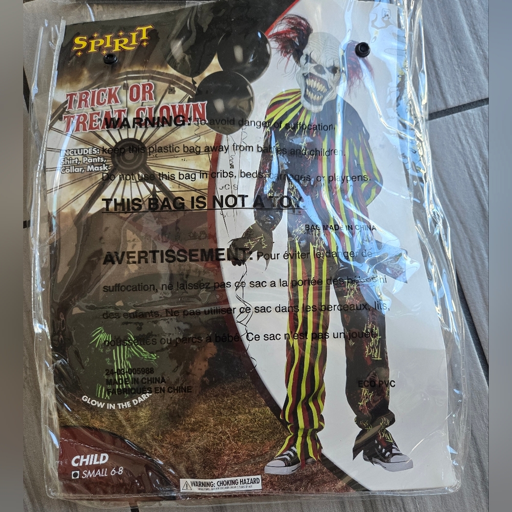 Spirit Trick or Treat Clown Costume for Kids - Red, Yellow, Black